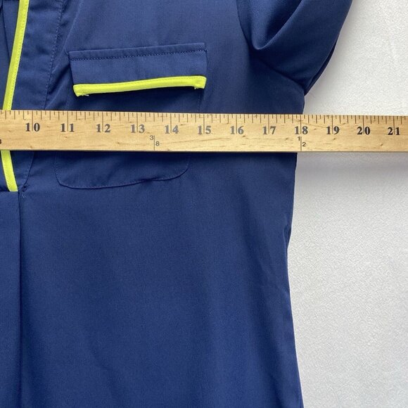 TOBI Semi Sheer Slit Crew Neck Long Sleeve Blouse Women Small Navy Hi-Lo Hem - Picture 6 of 16